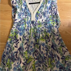 Floral Dress with Blue and Green Pattern